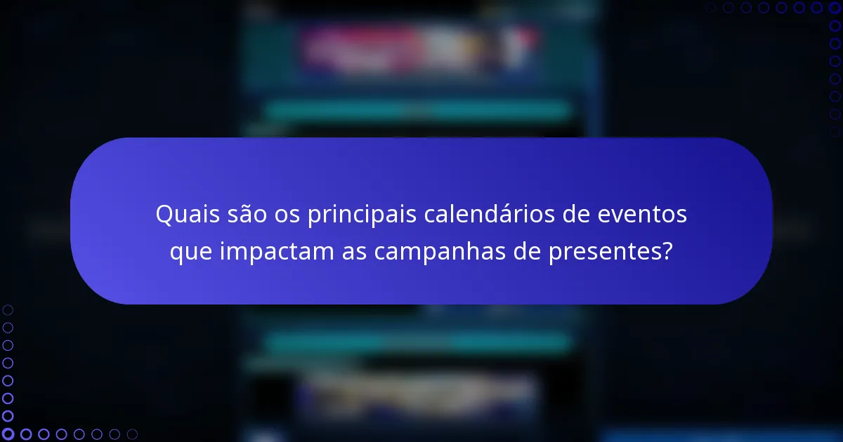 Quais são os principais calendários de eventos que impactam as campanhas de presentes?